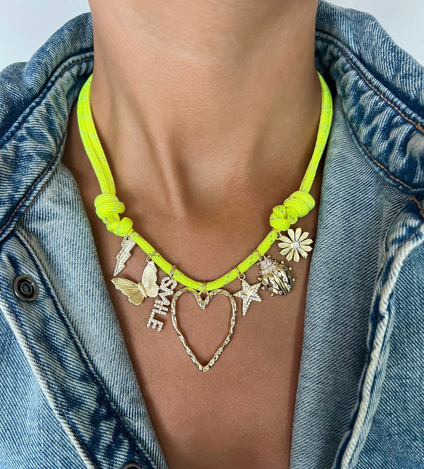 Hammered heart + neon yellow