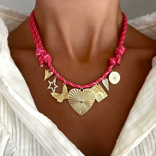 Sunburst heart + red&pink