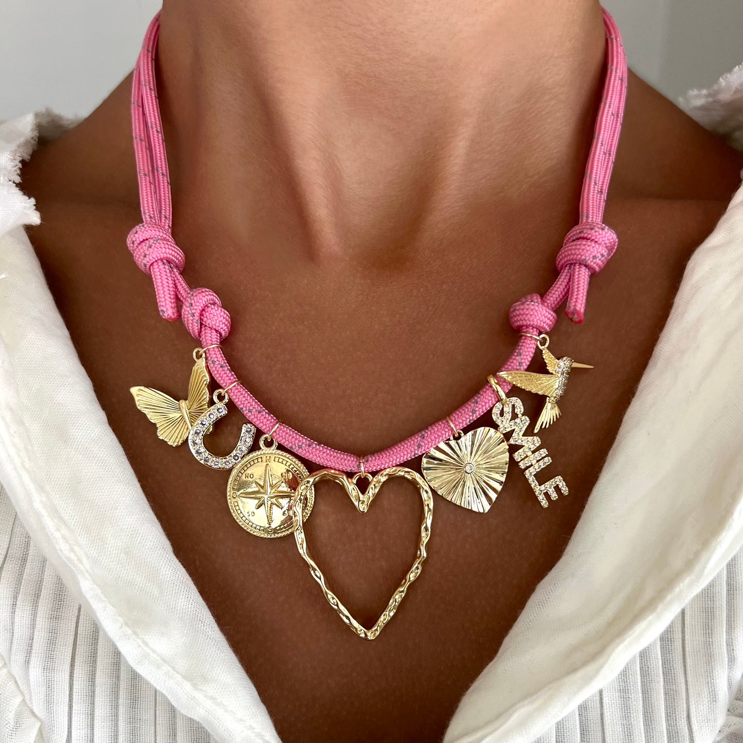 Hammered heart + baby pink