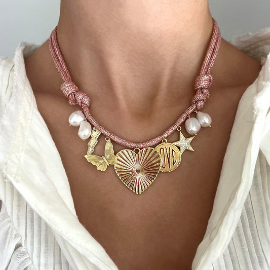 Sunburst Heart + baby pink glitter